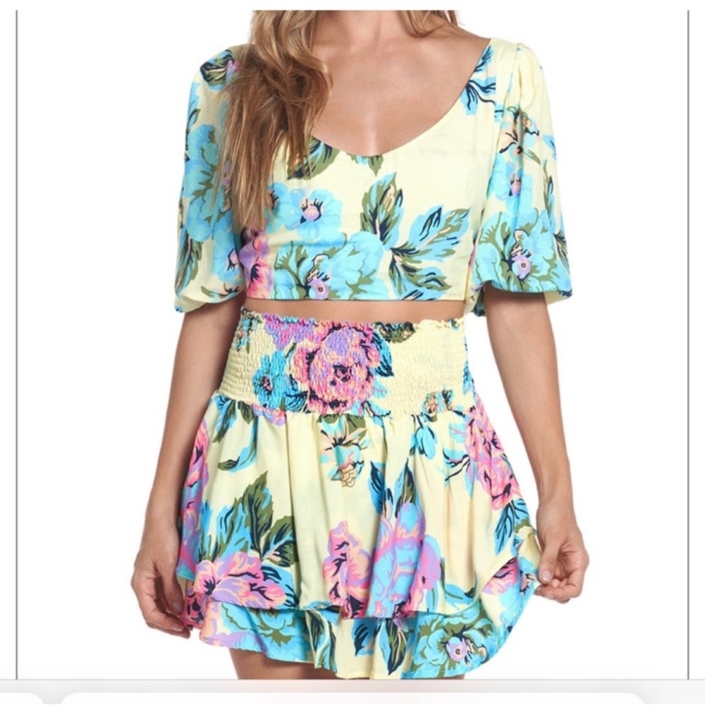 Maaji Floral Crop Top and Skirt/Skort Set